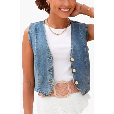 LASCANA Denim Vest in Blue Wash at Nordstrom, Size 6 | Nordstrom