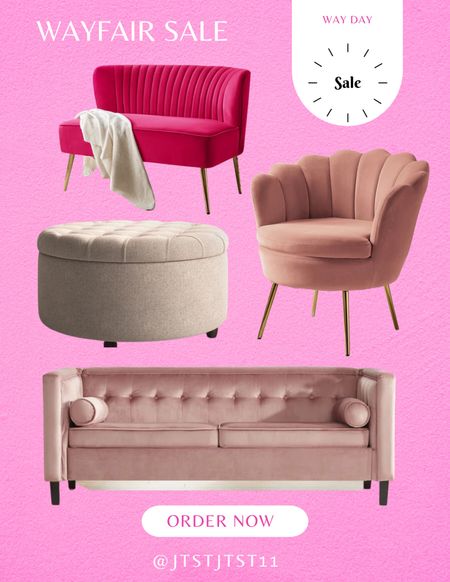 Wayfair way day sale happening now! Take advantage on free shipping on everything and select items up to 80% off!

Sofa, loveseat, ottoman, chair





#LTKhome #LTKsalealert #LTKSeasonal