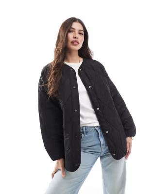 Pieces quilted lightweight jacket in black | ASOS (Global)