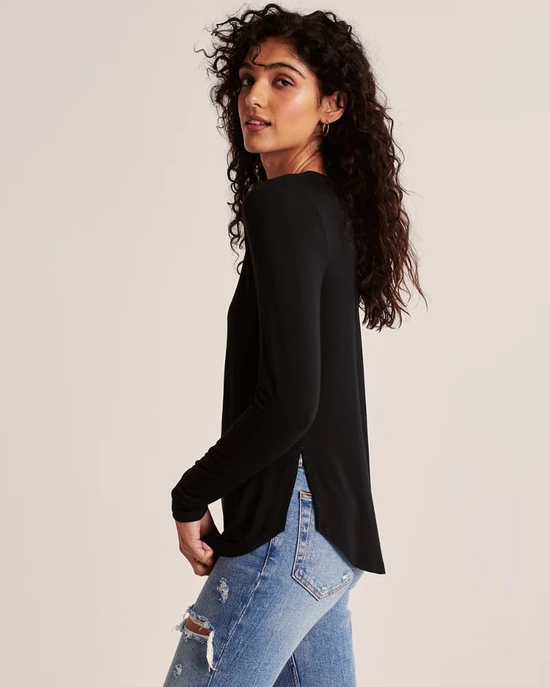 Long-Sleeve Drapey Tee | Abercrombie & Fitch US & UK