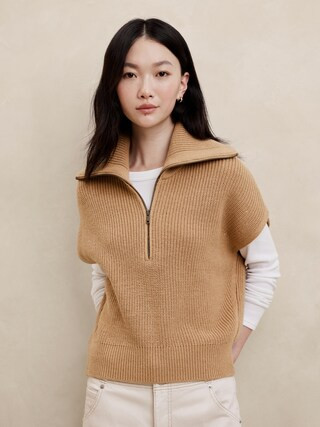 Ribbed Quarter Zip Sweater Vest | Banana Republic Factory