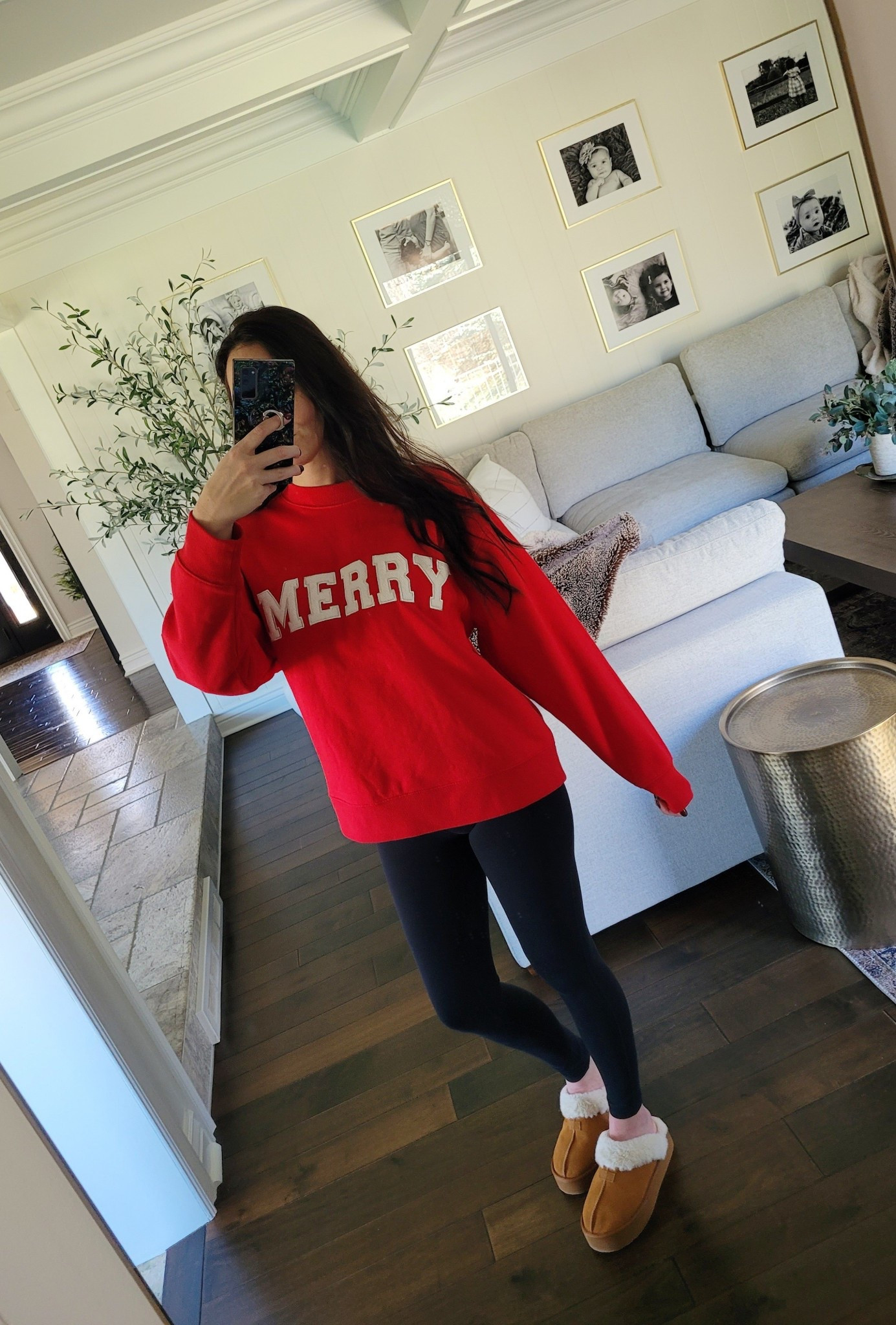 The most comfortable holiday sweatshirt perfect for all of your Christmas activities! Holiday outfit,  oversized crewneck sweatshirt, slippers,  holiday ootd

#LTKFindsUnder50 #LTKHoliday