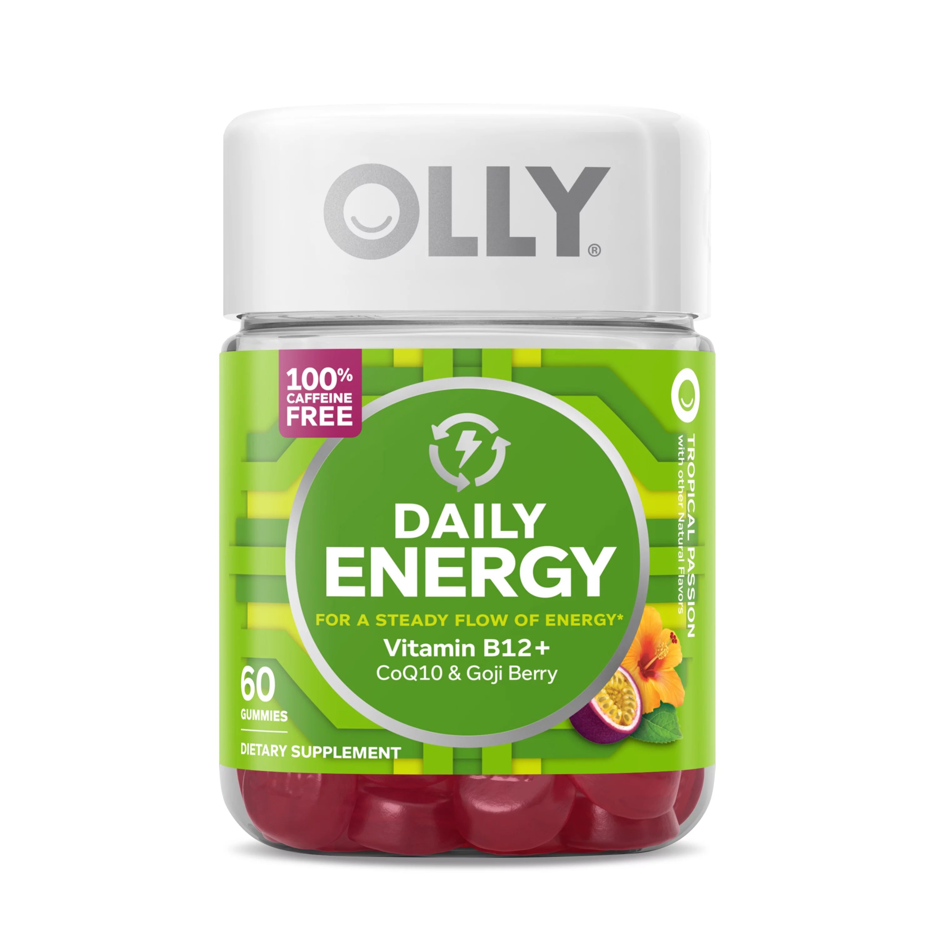 OLLY Daily Energy Gummy, CoQ10, B12, Caffeine Free, Tropical, 60 Ct | Walmart (US)