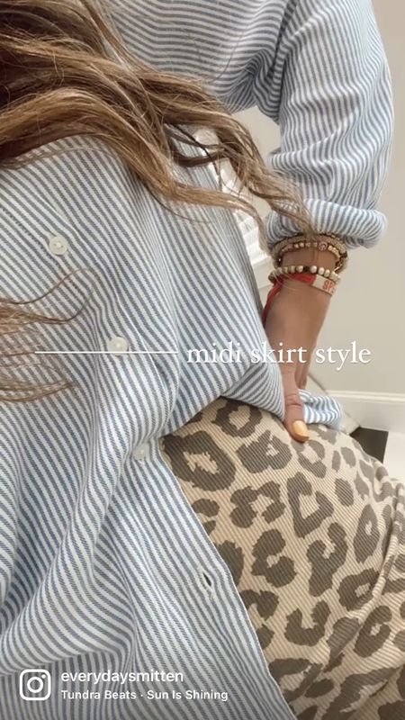 Mix and match Leopard midi skirt stripe button up

#LTKworkwear #LTKstyletip