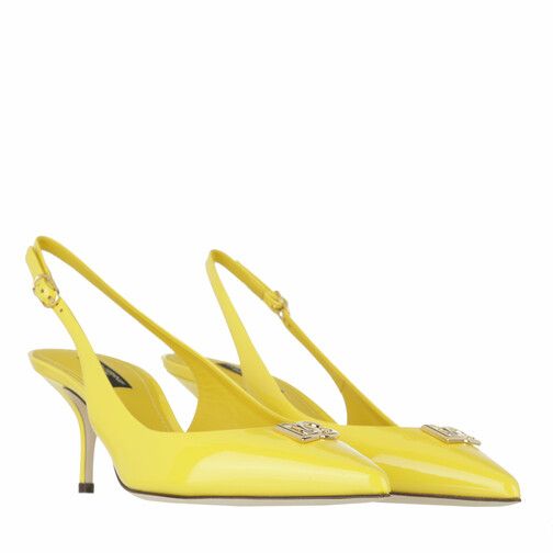 Dolce&Gabbana DG Logo Slingback Pumps Patent Leather Yellow | Pump | fashionette | Fashionette (DE)