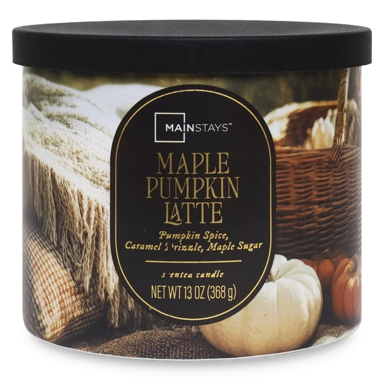 Mainstays 3-Wick Maple Pumpkin Latte Scented Candle, 13 Ounce | Walmart (US)