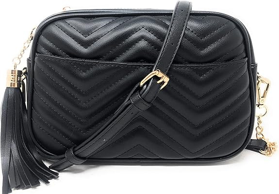 Lola Mae Quilted Crossbody Bag, Medium Lightweight Shoulder Purse Top Zipper Tassel Accent | Amazon (US)