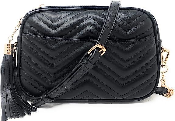 Lola Mae Quilted Crossbody Bag, Medium Lightweight Shoulder Purse Top Zipper Tassel Accent | Amazon (US)