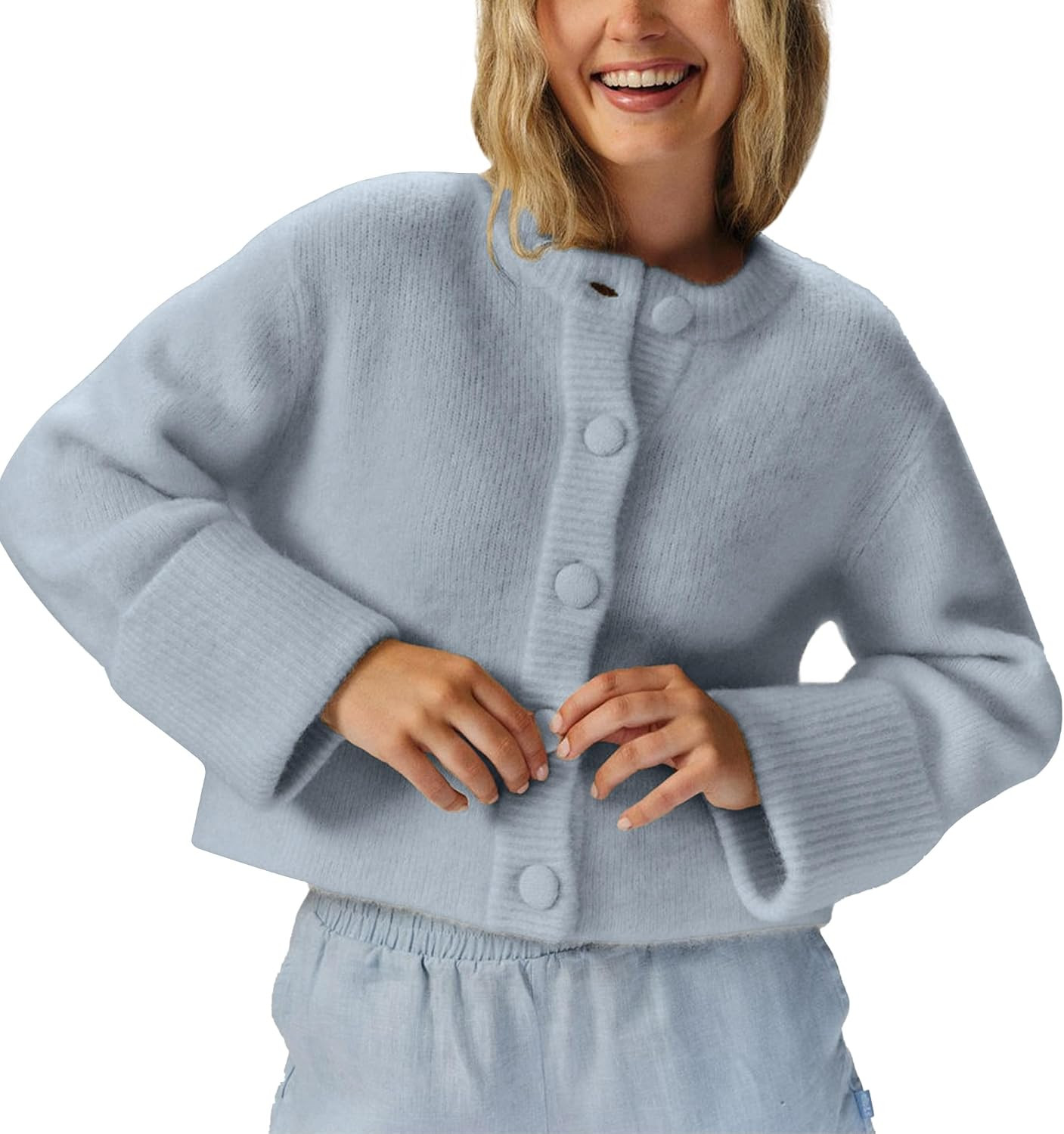 Womens Crop Cardigan Sweaters Lightweight Warm Casual Knit Jackets | Amazon (US)