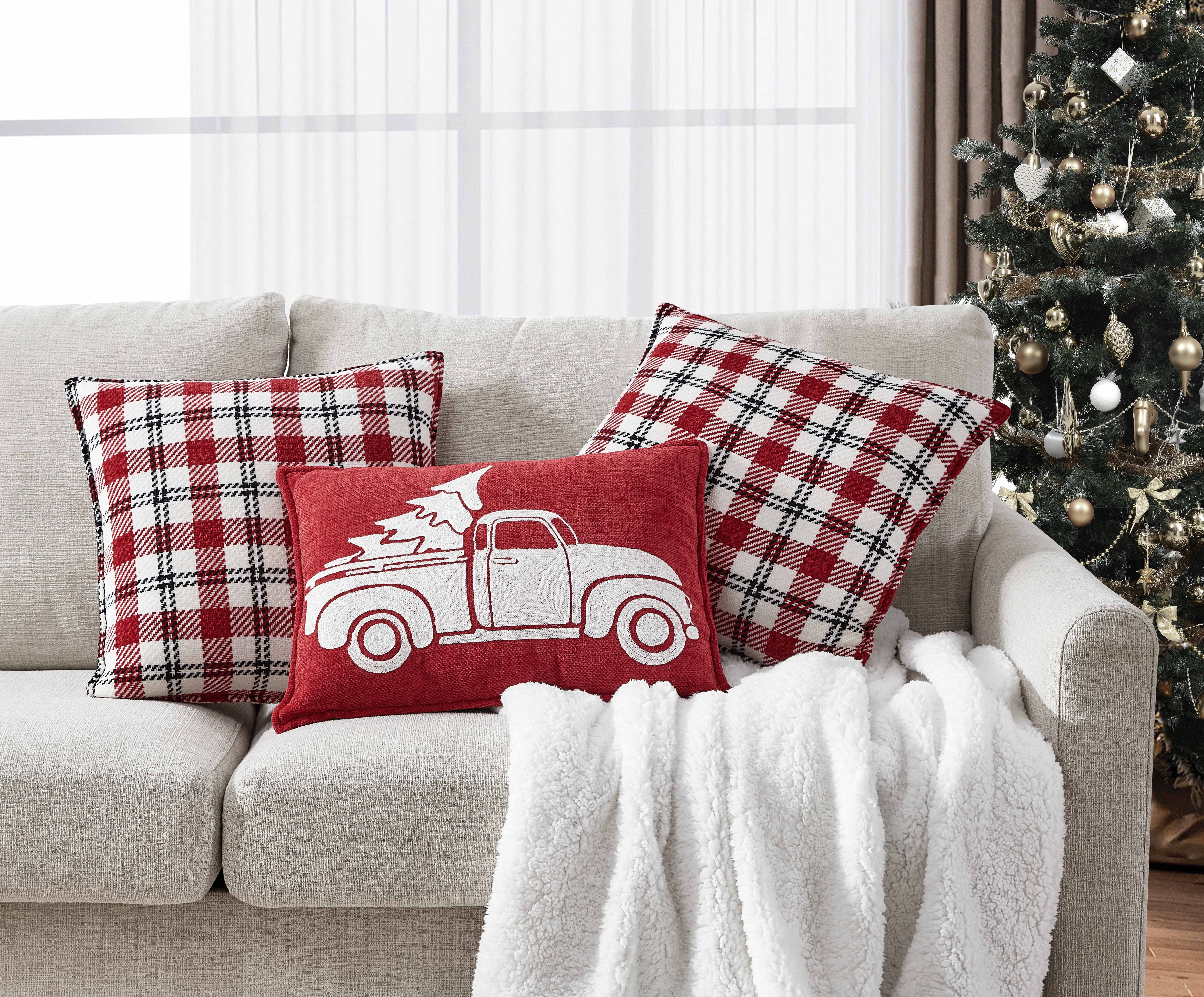 Better Homes&Gardens, Holiday Truck 3pk Chenille Decorative Pillows, 18" x 18", 14" x 20'', Multi | Walmart (US)