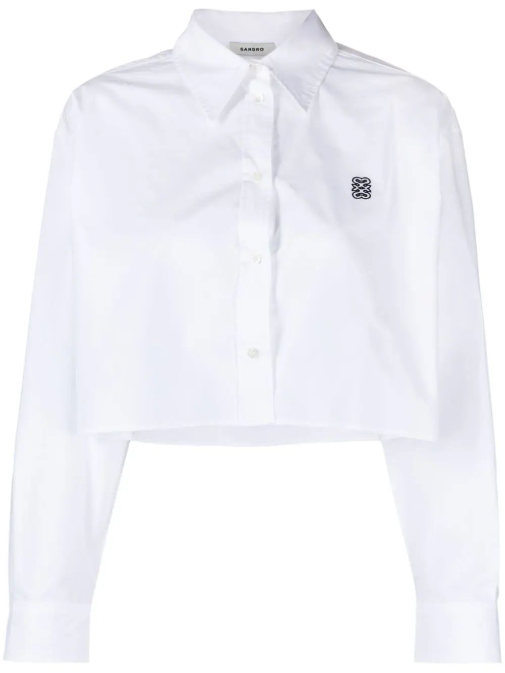 SANDRO monogram-embroidered Cotton Shirt  - Farfetch | Farfetch Global