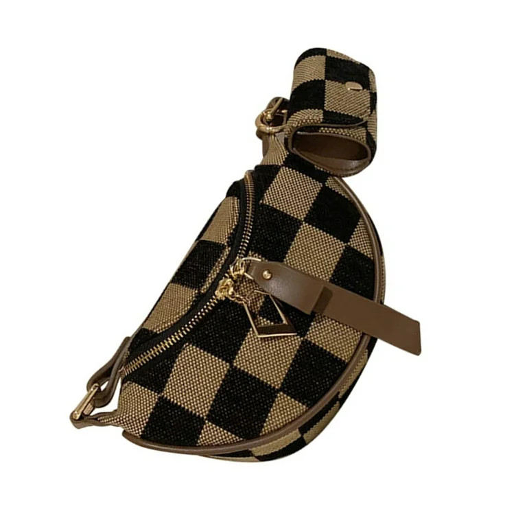 GENEMA Women's Casual Brown Checkered Crossbody Shoulder Bag for Travel and Daily Use | Walmart (US)