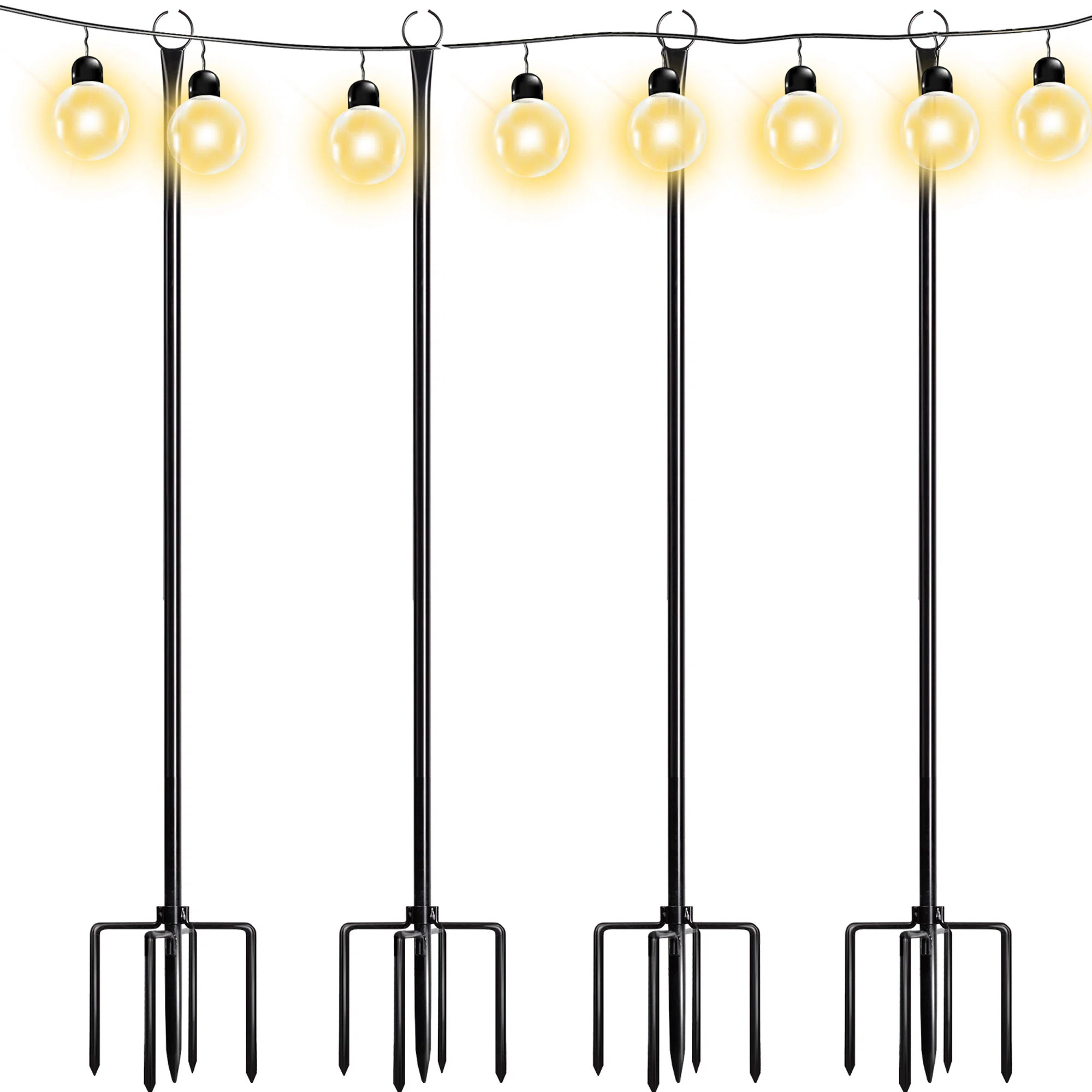 9.4 FT Outdoor String Light Poles, String Light Hanger Stand for Outside, Parties, Wedding (Set o... | Wayfair North America