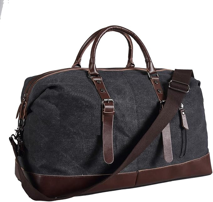 Ulgoo Travel Duffel Bag Canvas Bag PU Leather Weekend Bag Overnight | Amazon (US)