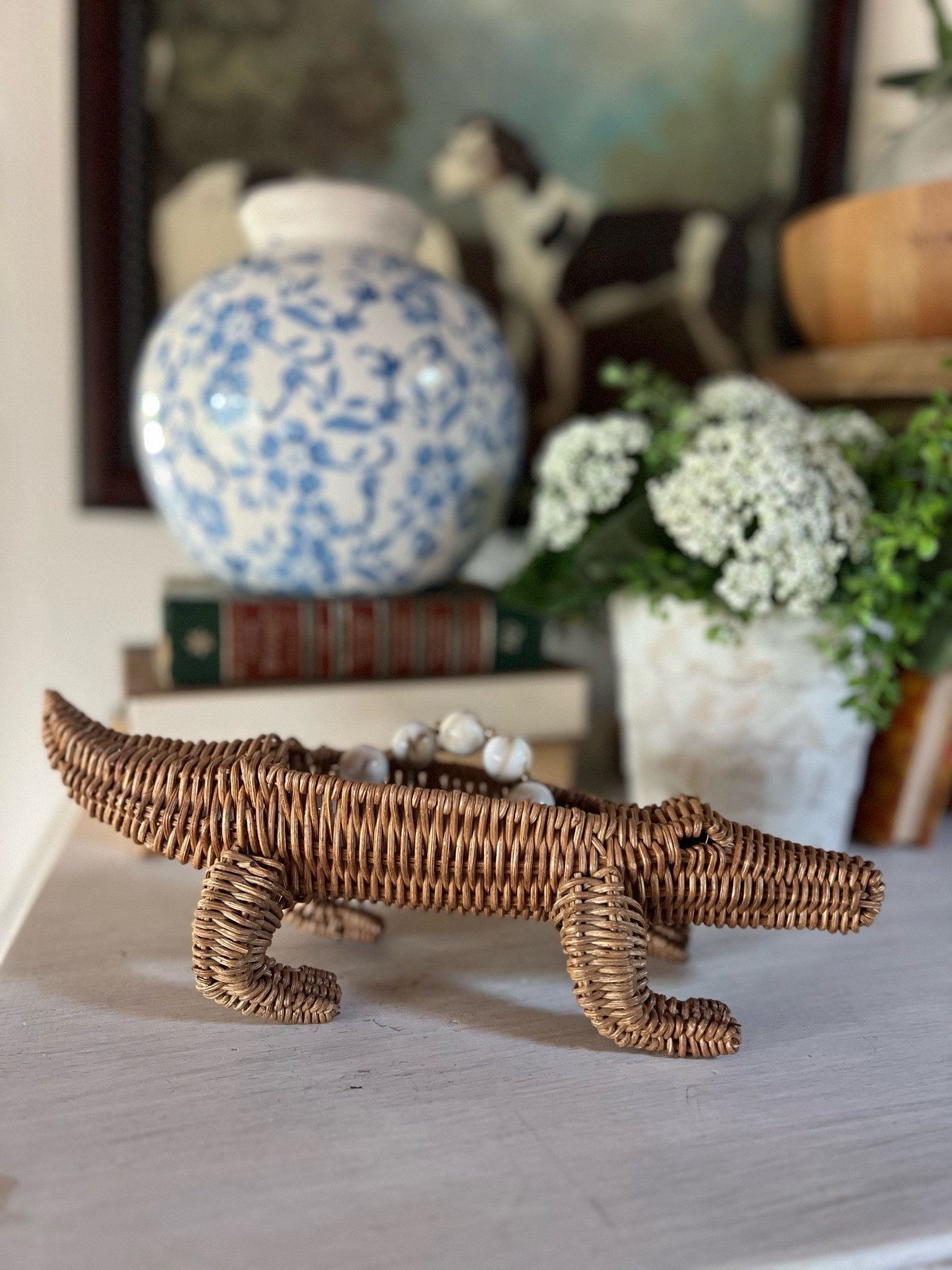 Wicker alligator decor pencil holder / jewelry holder from Target