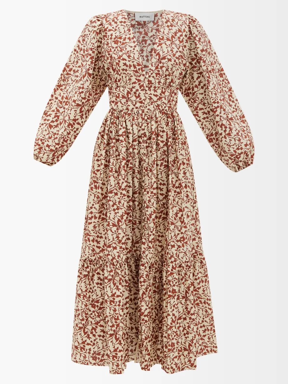 Floral-print organic-cotton poplin dress | Matteau | Matches (US)
