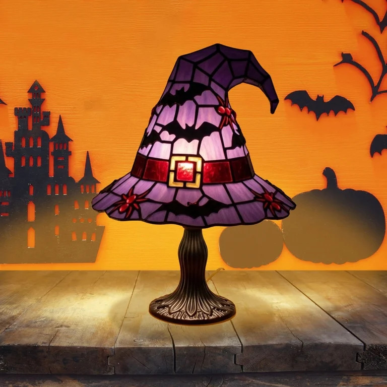 Stained Glass Witch Hat Lamp, Gothic Witch Hat Lamp Stained Glass Home Decor, Vintage Halloween L... | Walmart (US)