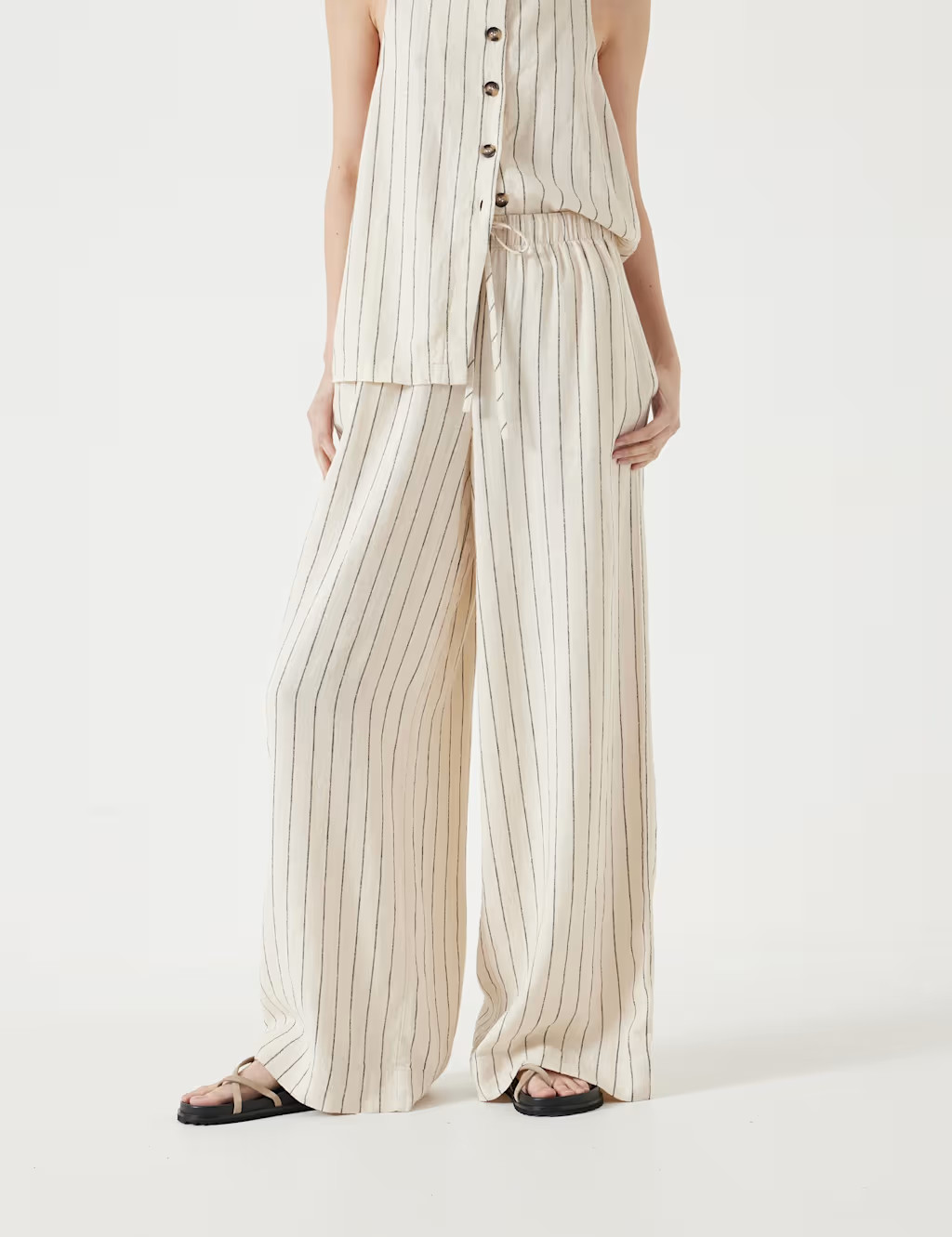 Linen Blend Wide Leg Trousers | Marks & Spencer (UK)