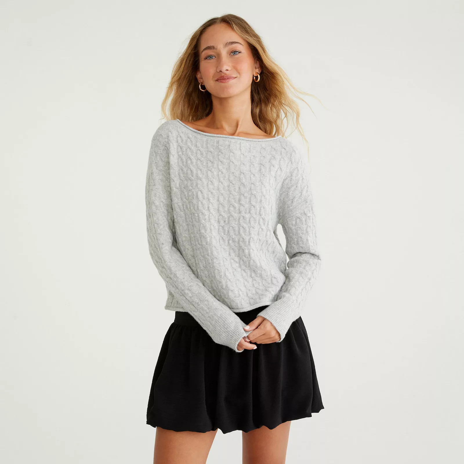 Juniors' Aeropostale Cable Crew Sweater, Girl's, Size: XXL, Light Grey Grey | Kohl's