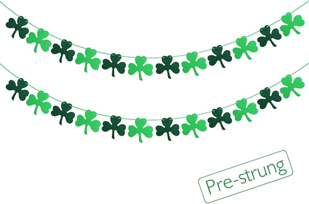 St Patricks Day Decorations, St. Patricks Day Banner Decor - NO DIY - Felt Shamrock Garland for I... | Amazon (US)