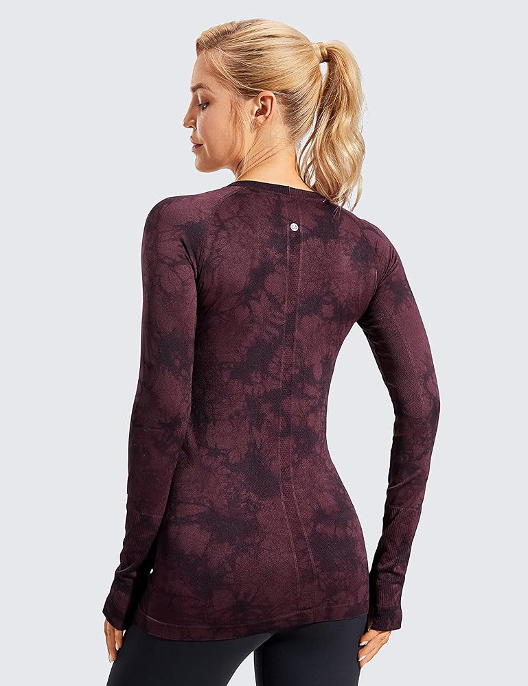 CRZ YOGA Women's Seamless Athletic Long Sleeves Sports Running Shirt Breathable Gym Workout Top | Amazon (US)