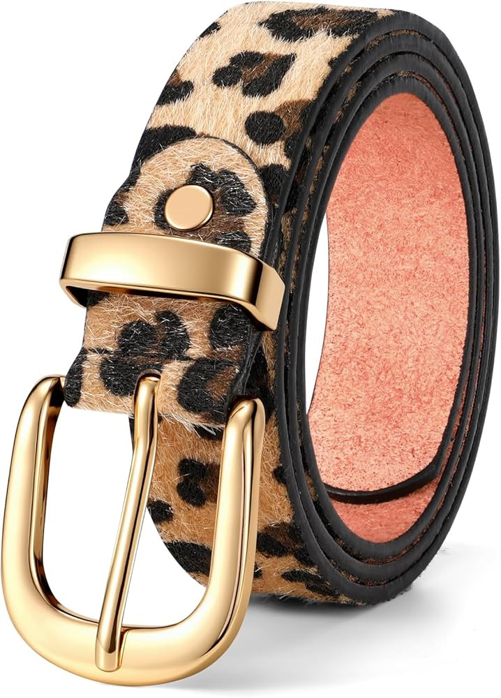 JASGOOD Women's Leather Belt for Jeans Pants, Fashion Ladies Belt for Dresses with Gold Buckle | Amazon (US)