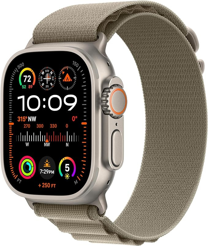 Apple Watch Ultra 2 [GPS + Cellular 49mm] Smartwatch with Rugged Titanium Case & Olive Alpine Loo... | Amazon (US)