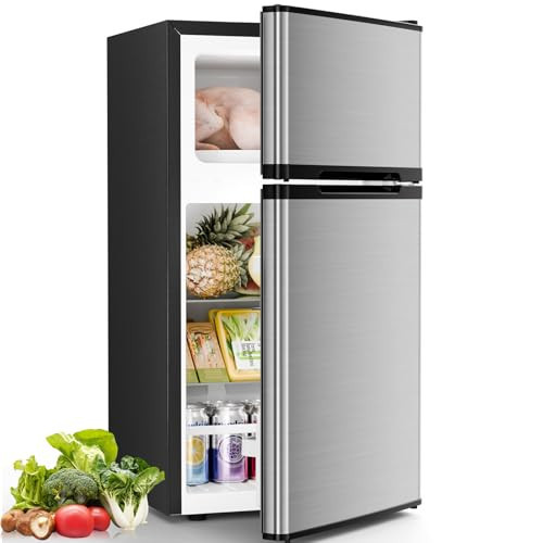 Antarctic Star Mini Fridge with Freezer, Double Door Compact Refrigerator, Adjustable Thermostat, Small Fridge for Bedroom Office Dorm Apartment, 2.45 Cu.Ft Silver | Amazon (US)