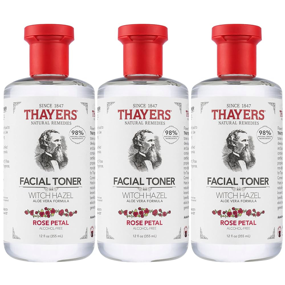 THAYERS Alcohol-Free, Hydrating Rose Petal Witch Hazel Toner with Aloe Vera, 12 Oz (Pack of 3) | Amazon (US)