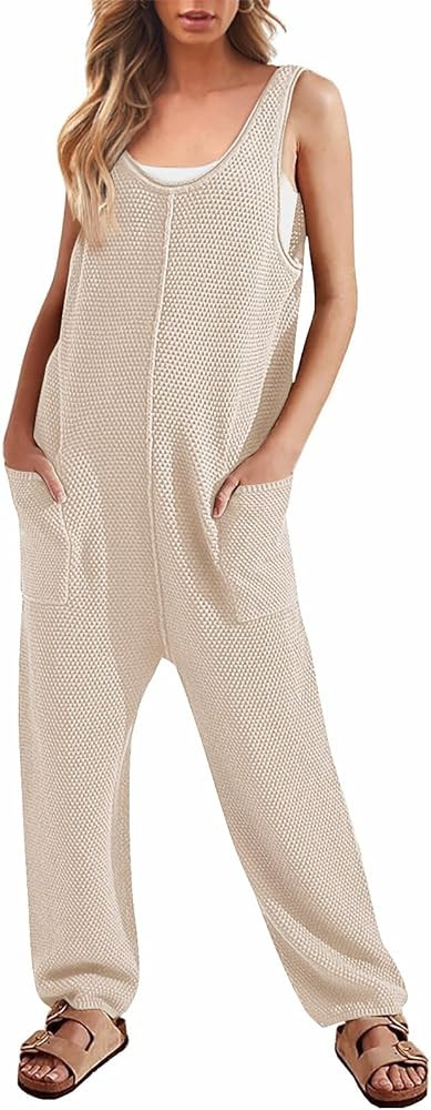 LILLUSORY Knit Jumpsuit Women‘s Sleeveless One Piece Jumpsuits with Pockets | Amazon (US)
