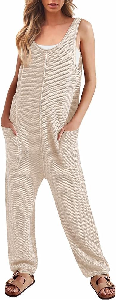 LILLUSORY Knit Jumpsuit Women‘s Sleeveless One Piece Jumpsuits with Pockets | Amazon (US)