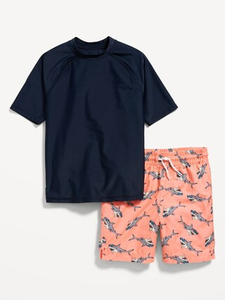 Short-Sleeve UPF Rashguard & Swim Trunks Set for Boys | Old Navy (US)