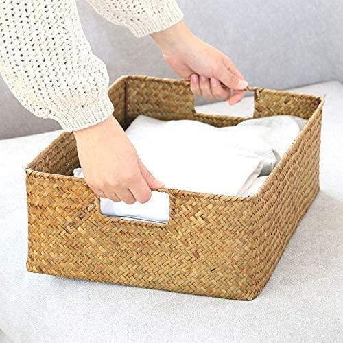 Large Wicker Basket Rectangular with Wooden Handles, Seagrass Basket Storage, Natural Baskets for... | Walmart (US)