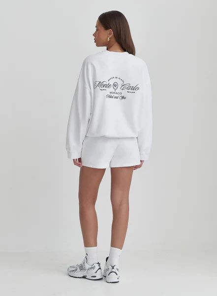 Cream Monte Carlo Slogan Embroidered Sweatshirt- Leone | 4th & Reckless