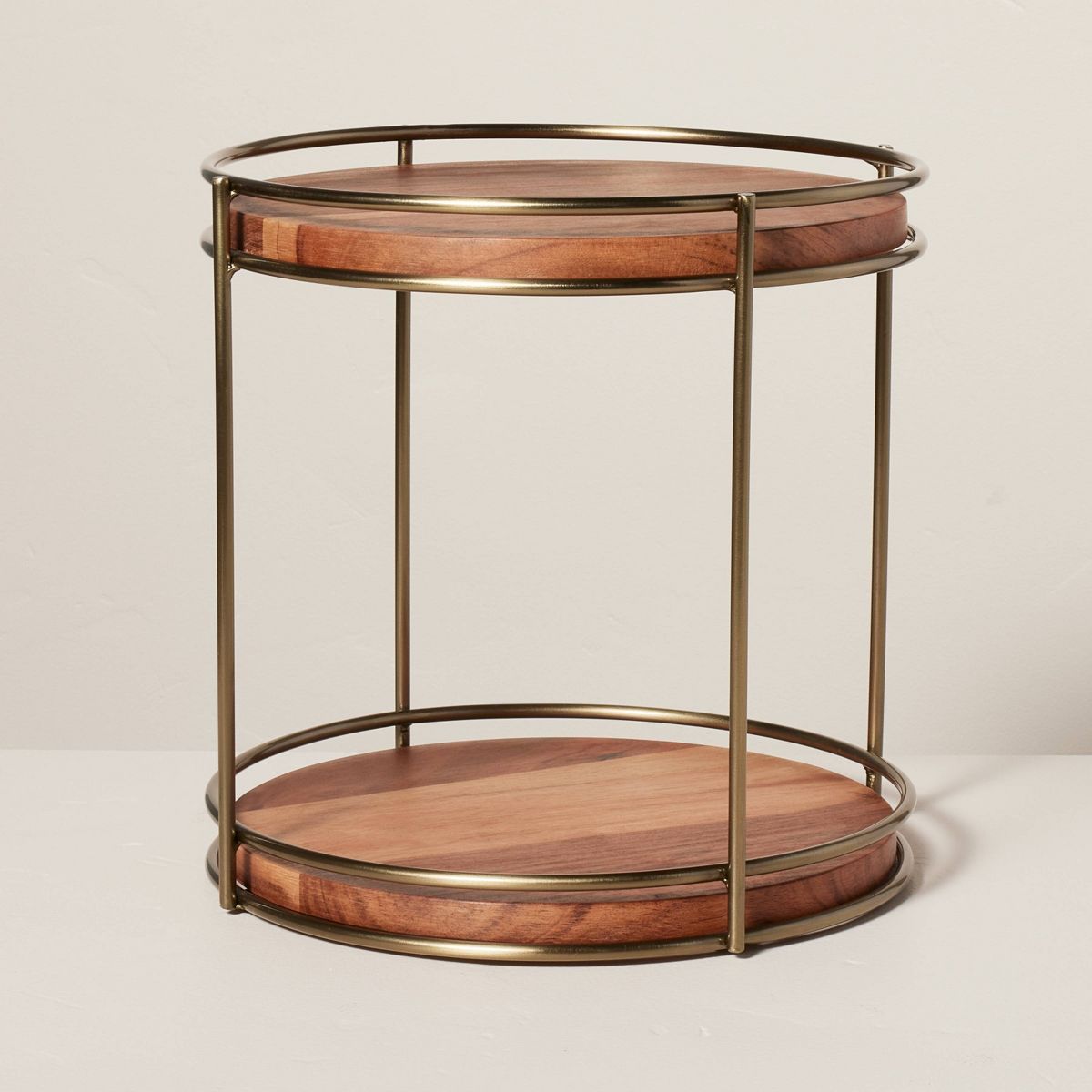 Tiered Wood & Metal Round Serving Stand Brass/Brown - Hearth & Hand™ with Magnolia | Target