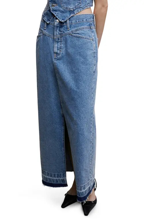 MANGO Denim Maxi Skirt in Medium Blue at Nordstrom, Size Small | Nordstrom