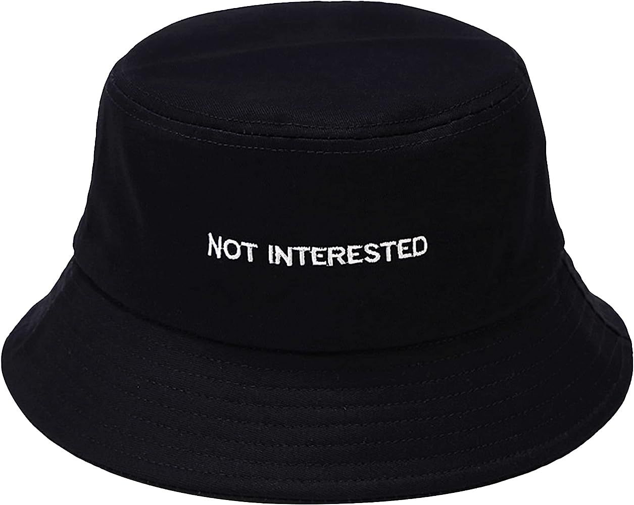 Unisex Cotton Embroidered Bucket Hat Packable Travel Beach Sun Hat for Women Men | Amazon (US)