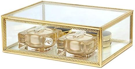 InnSweet Glass Makeup Organizer, Cosmetic and Jewelry Display Box with 1 Drawer, Gold Makeup Hold... | Amazon (US)