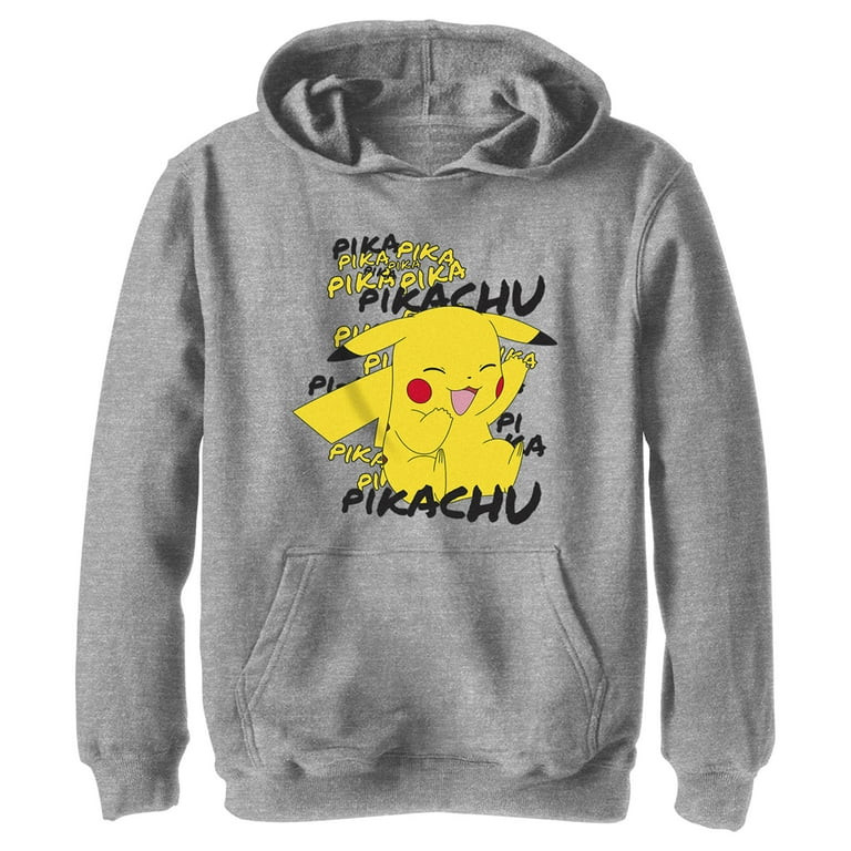 Boy's Pokemon Pikachu laughing  Pull Over Hoodie Athletic Heather Medium | Walmart (US)