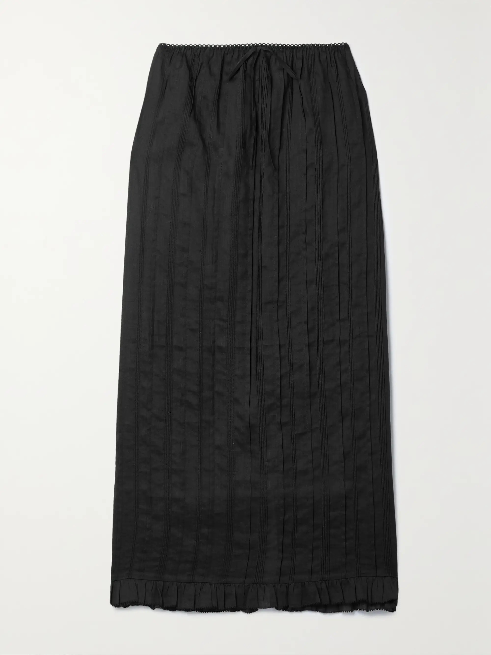 Renaud pintucked ramie midi skirt | NET-A-PORTER (US)