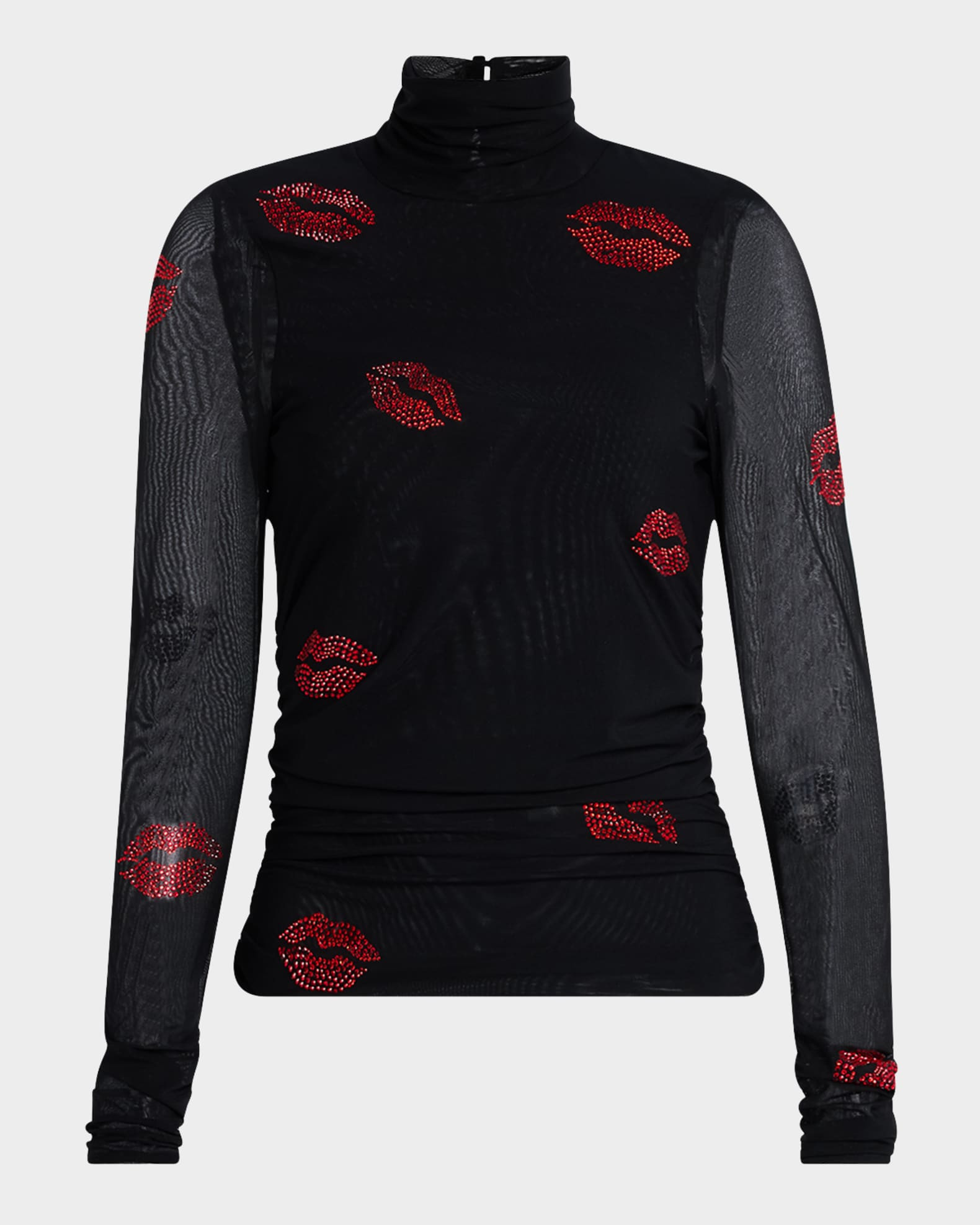 Kissing Booth Mesh Turtleneck Top | Neiman Marcus