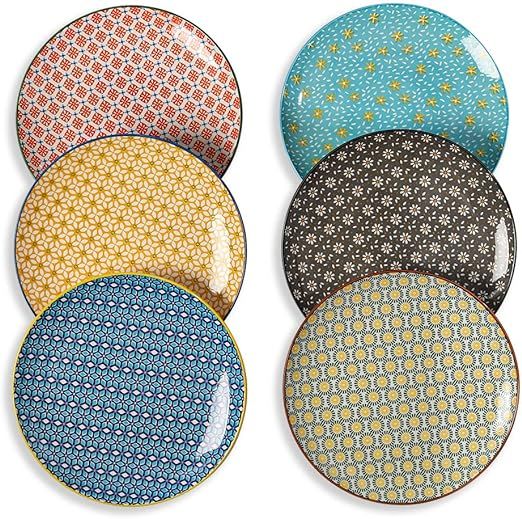 Dinner Plates Ceramic Plate Set - 10 Inch Large Round Serving Plate Sets - Colorful... | Amazon (US)