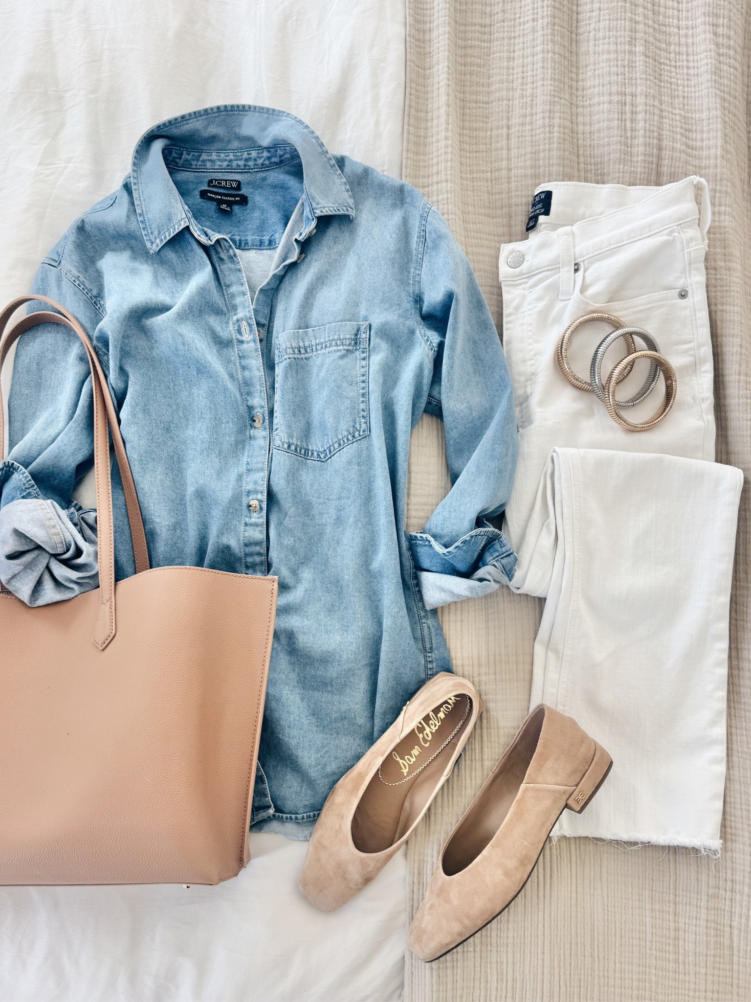 Spring transition outfit. I am 5’11” and have 2 tall in the shirt and 27 tall in the cropped white jeans.  Shoes true to size.  

#LTKootd #LTKTall #LTKSaleAlert