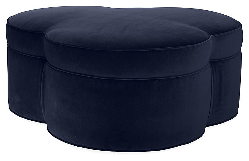 Portsmouth Upholstered Ottoman, Navy Velvet | One Kings Lane