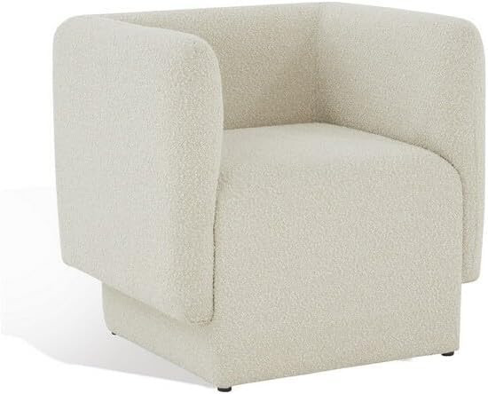 SAFAVIEH Couture Collection Nene Cream Boucle Barrel Back Square Accent Chair (Fully Assembled) | Amazon (US)