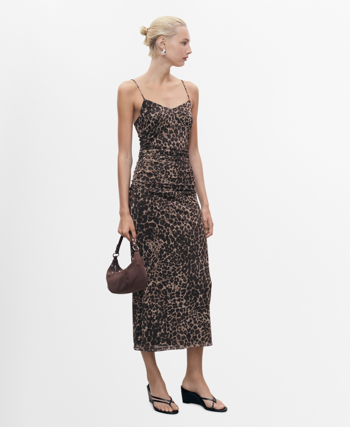 Mango Women's Animal-Print Midi Dress - Brown | Macy's