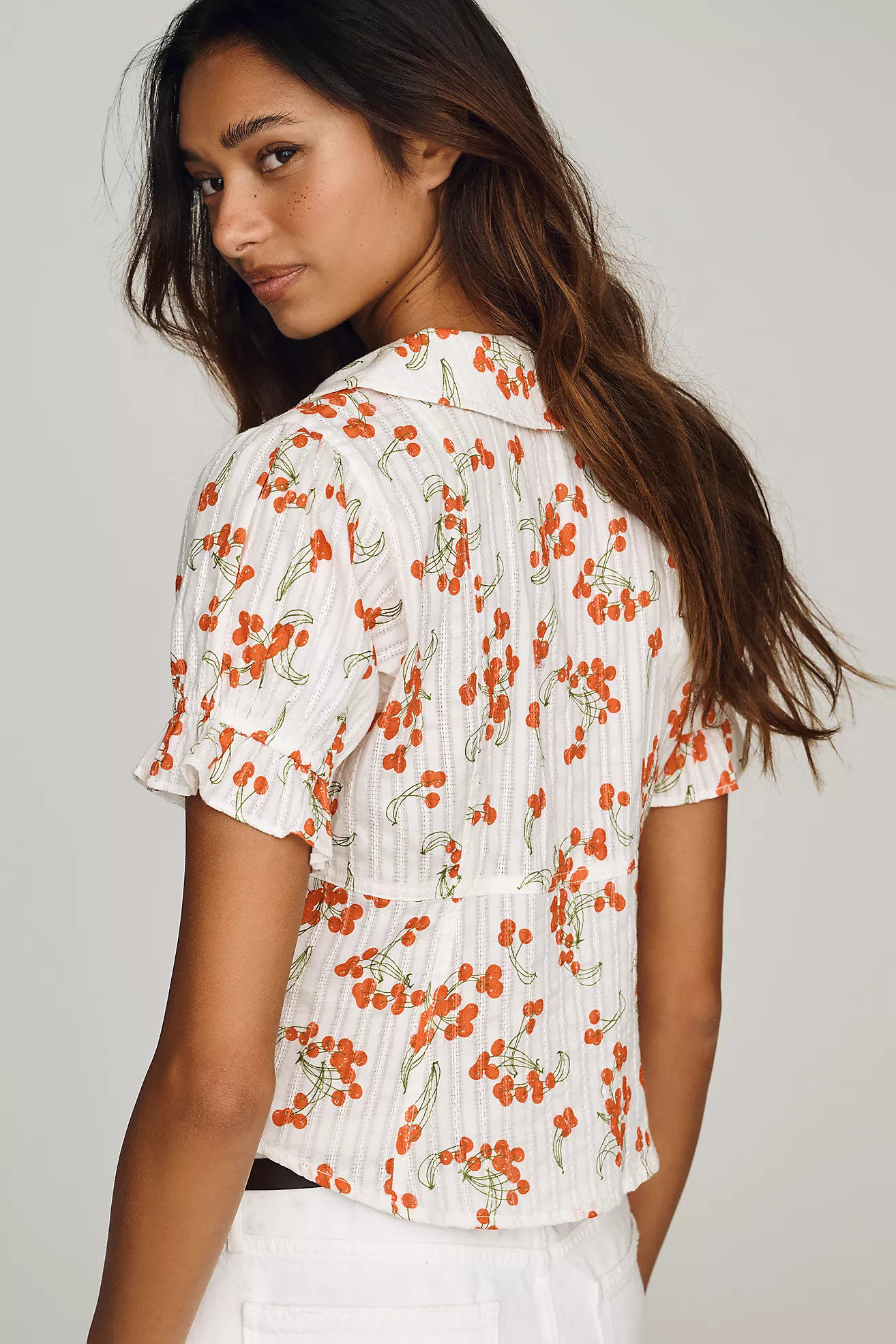 The Keira Waisted Tuxedo-Front Blouse by Pilcro | Anthropologie (US)