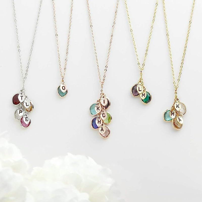 Mothers day Gift Personalized Gift for Women Grandma Gifts Birthstone Necklace Initial Necklace f... | Amazon (US)