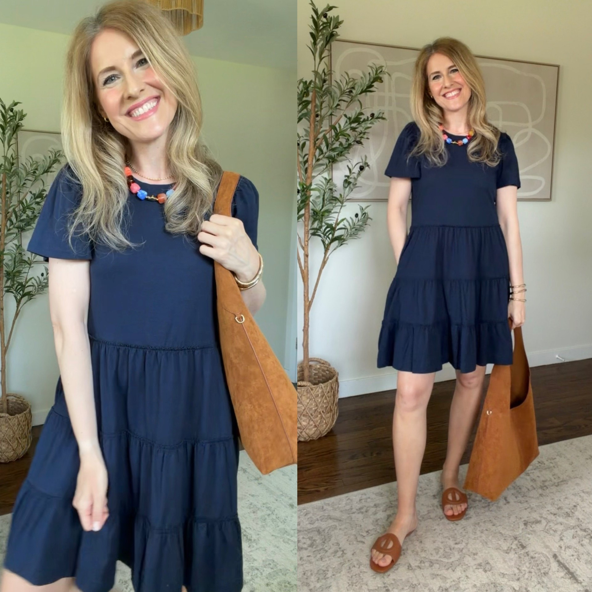 Summer to fall with this $12 tiered Walmart dress! I am between small and medium and got the medium. #walmartfashion

#LTKOver40