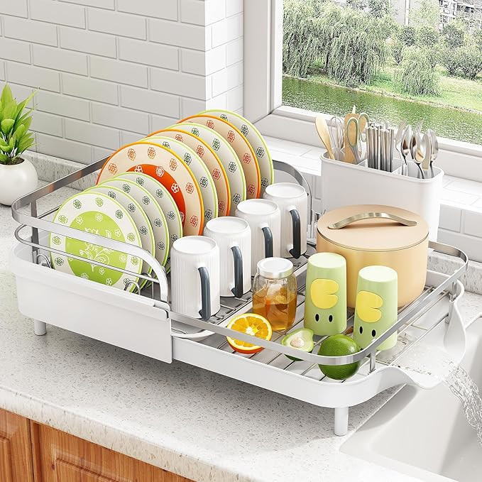 SAYZH Dish Drying Rack - Expandable Dish Rack for Kitchen Counter, Rust-Resistant Dish Drainer wi... | Amazon (US)